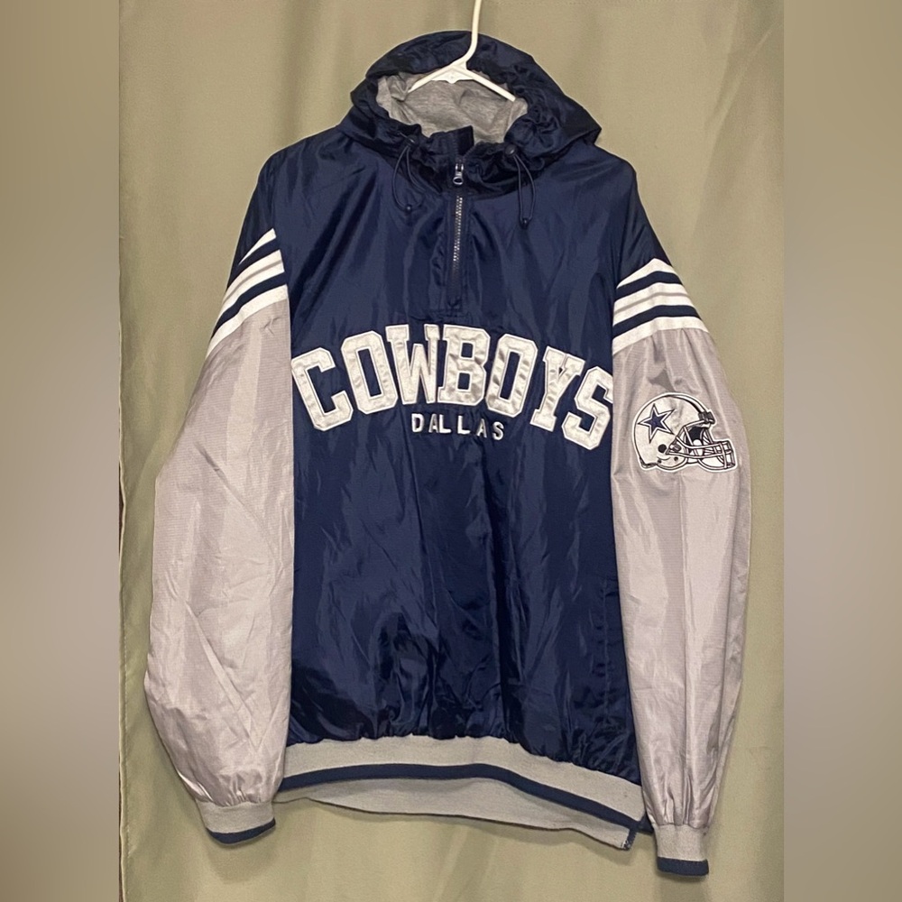 Vintage NFL Dallas Cowboys Half Zip Hooded Jacket Embroidery Logo Men’s XL